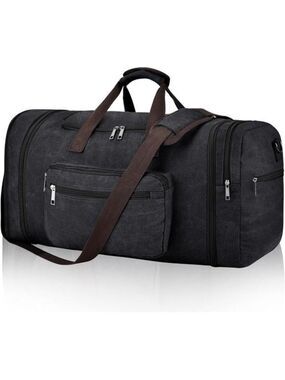 Mens duffle bag large 60L canvas travel gym carry on weekender overnight bag